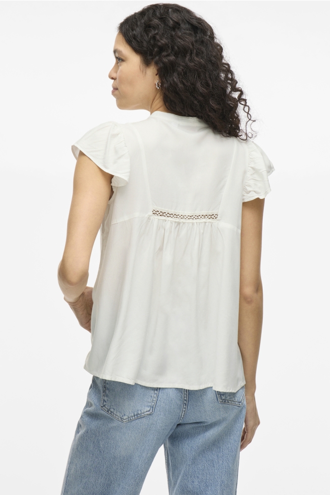 VIVISIA V-NECK C/S PLEATED TOP/TES 14106953 CLOUD DANCER